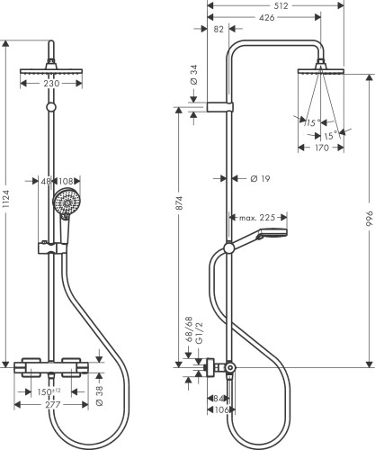 Komplet prysznicowy HANSGROHE VERNIS SHAPE 200 z termostatem, czarny mat 26286670