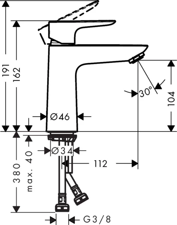Bateria umywalkowa HANSGROHE TALIS E  110 bez korka, złoty polerowany 71712990