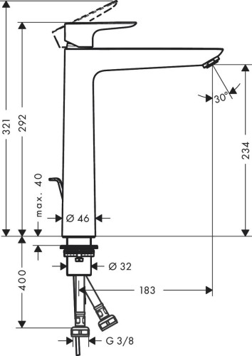 Bateria umywalkowa HANSGROHE TALIS E 240 czarny mat 71716670