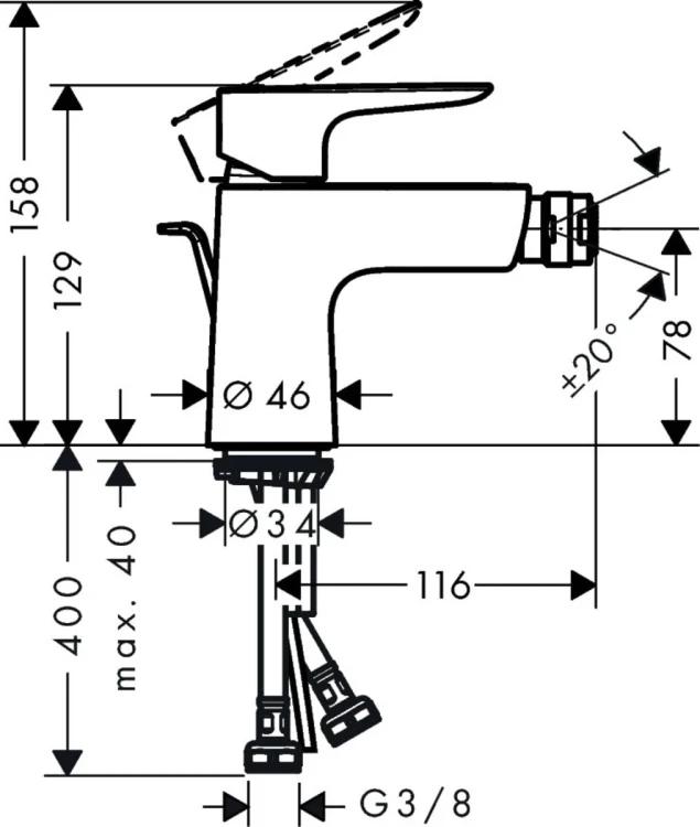 Bateria bidetowa HANSGROHE TALIS E brąz szczotkowany 71720140