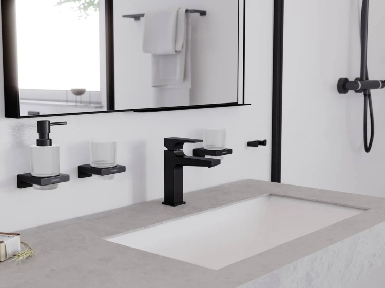 Bateria umywalkowa HANSGROHE METROPOL 110 z korkiem push-open, czarny mat 32507670