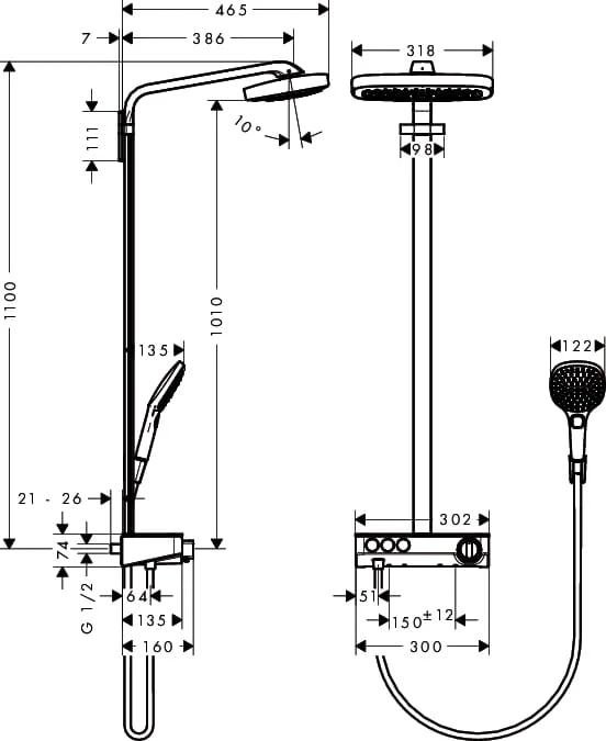 Komplet prysznicowy HANSGROHE RAINDANCE SELECT E 300 3jet, chrom 27127400