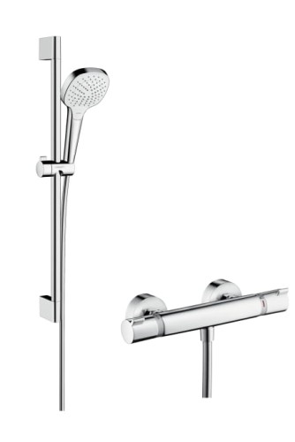 Bateria natryskowa HANSGROHE ECOSTAT COMFORT z termostatem + zestaw Croma SELECT E Vario 65cm, chrom/biały 27081400