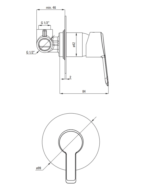 Bateria prysznicowa DEANTE ARNIKA podtynkowa, 1-funkcyjna, chrom BQA 044L