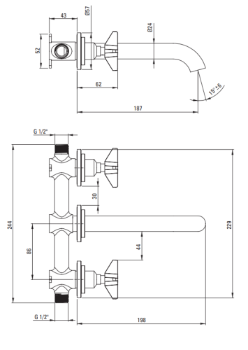 Bateria umywalkowa DEANTE TEMISTO podtynkowa, chrom BQT 054D