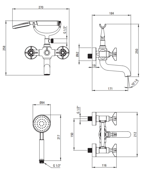 Bateria wannowa DEANTE TEMISTO chrom BQT 011D