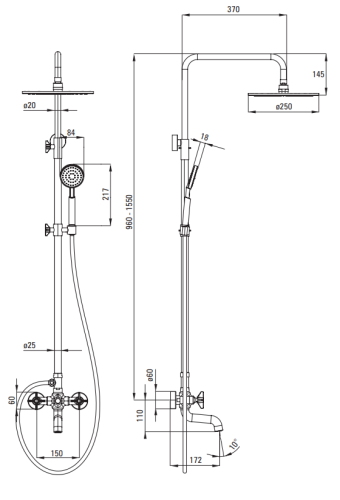 Komplet wannowy DEANTE CASCADA TEMISTO czarny NAC N1QT