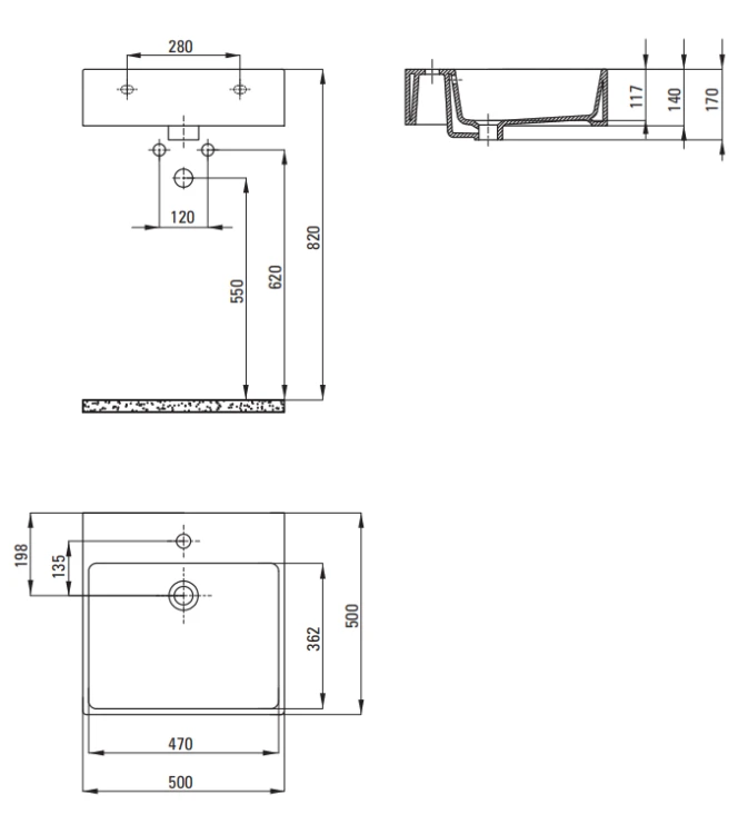 Umywalka nablatowa DEANTE TEMISTO 50x50cm, biała CDT 6U5S