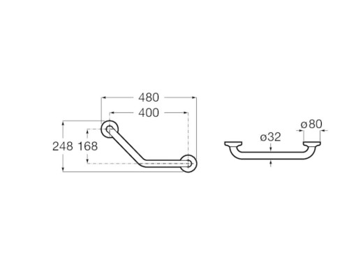 Poręcz kątowa ROCA ACCESS COMFORT 135° 480x248mm, stal nierdzewna A816931001