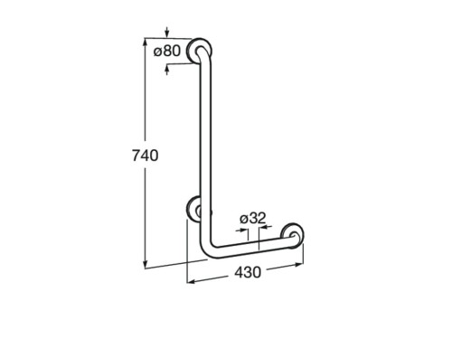 Poręcz kątowa ROCA ACCESS COMFORT 90° 740x430mm, lewa, biała A816906009