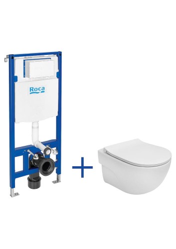 Zestaw ROCA: stelaż DUPLO ONE + miska wisząca MERIDIAN COMPACTO Rimless + deska wolnoopadająca slim A893104530