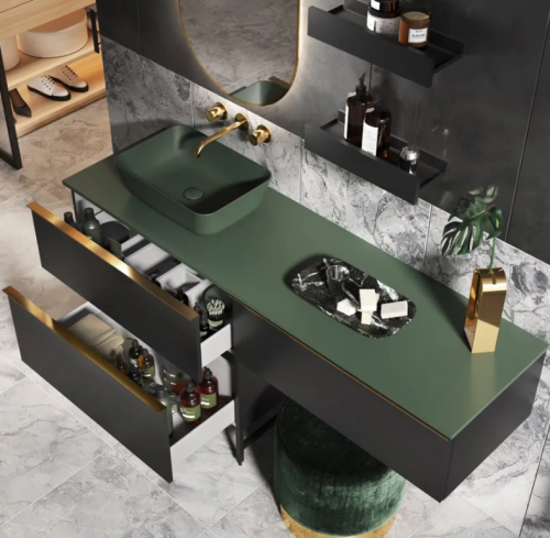 Blat pełny ELITA MARMUR 121x46x1,5cm Dark Green Matt 168224