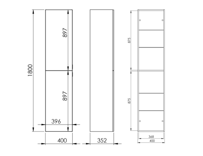 Słupek ELITA FOR ALL 40x35x180m 2 drzwi, biały mat 168316