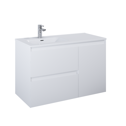 Szafka podumywalkowa ELITA SPLIT 100x46cm, 2 szuflady + cargo prawe, biała mat 168148