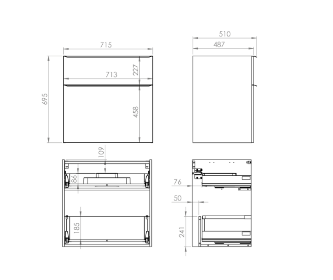 Szafka podumywalkowa ELITA LOFTY 72x49cm 2 szuflady, czarny mat 168303