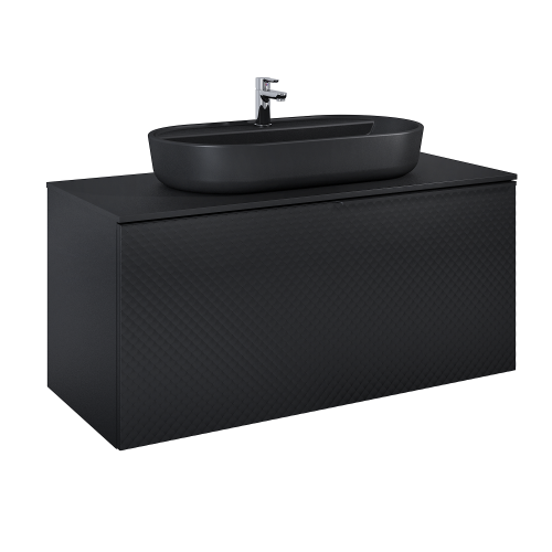 Szafka podumywalkowa ELITA GLAM 120x54cm, 1 szuflada + 1 szuflada, czarny mat 168388