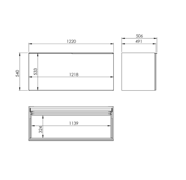 Szafka podumywalkowa ELITA GLAM 120x54cm, 1 szuflada + 1 szuflada, czarny mat 168388