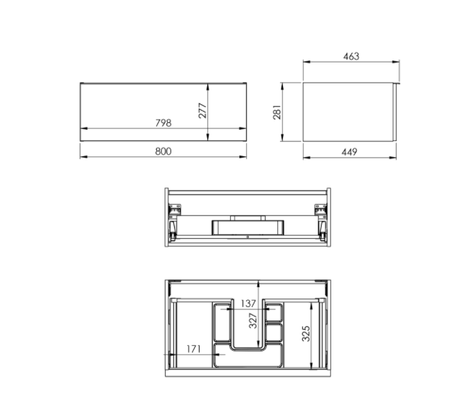 Szafka podumywalkowa ELITA LOOK 80x45cm, 1 szuflada, biała mat 167594