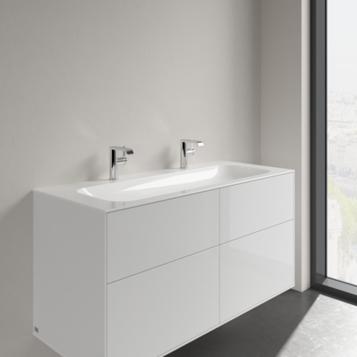 Umywalka meblowa VILLEROY&BOCH FINION 120x50cm, 2 otwory, bez przelewu, CeramicPlus, biała 4164C1R1