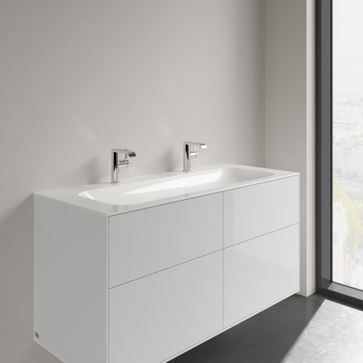 Umywalka meblowa VILLEROY&BOCH FINION 120x50cm, 2 otwory, bez przelewu, CeramicPlus, biała 4164C1R1