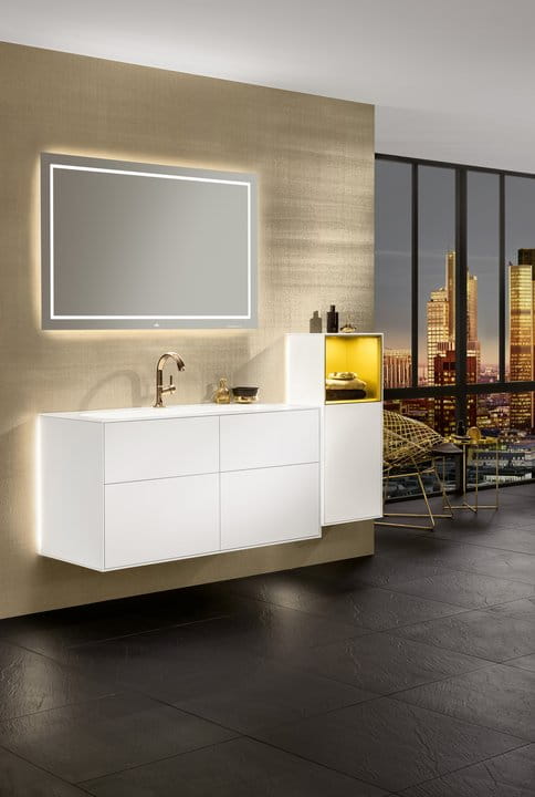 Umywalka meblowa VILLEROY&BOCH FINION 120x50cm, 3 otwory, bez przelewu, CeramicPlus, biała 4164C2R1
