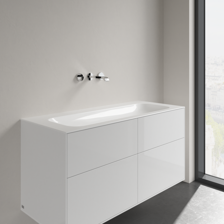 Umywalka meblowa VILLEROY&BOCH FINION 120x50cm, bez otworu, bez przelewu, CeramicPlus, biała 4164C3R1