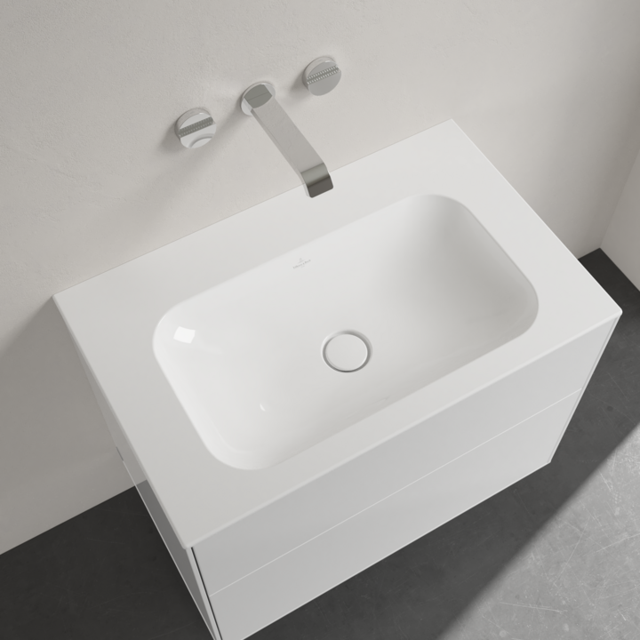 Umywalka meblowa VILLEROY&BOCH FINION 80x50cm, bez otworu, bez przelewu, CeramicPlus, biała 416483R1