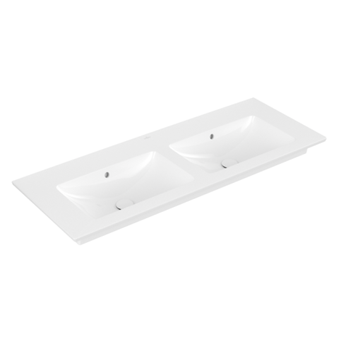 Umywalka meblowa VILLEROY&BOCH VENTICELLO 130x5cm, bez otworu, podwójna, CeramicPlus, biała 4111DJR1