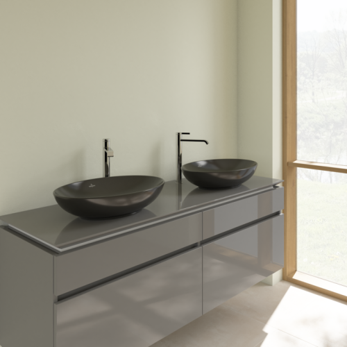Umywalka nablatowa VILLEROY&BOCH LOOP&FRIENDS 56x38cm, bez otworu, CeramicPlus, czarna 4A4700S5