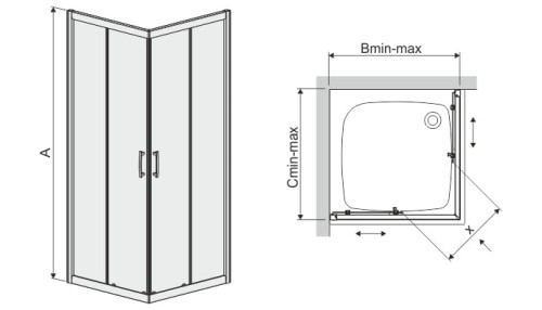 Kabina prysznicowa kwadratowa SANPLAST TX5 B KN/TX5 90cm, szkło W0 GlassProtekt, srebrny błyszczący 600271023038401