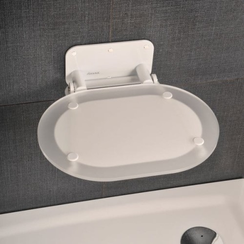 Siedzisko prysznicowe RAVAK CHROME WHITE ścienne, biała konstrukcja, przeźroczyste / clear B8F0000028