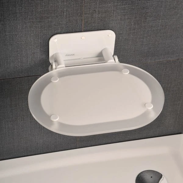 Siedzisko prysznicowe RAVAK CHROME WHITE ścienne, biała konstrukcja, przeźroczyste / clear B8F0000028