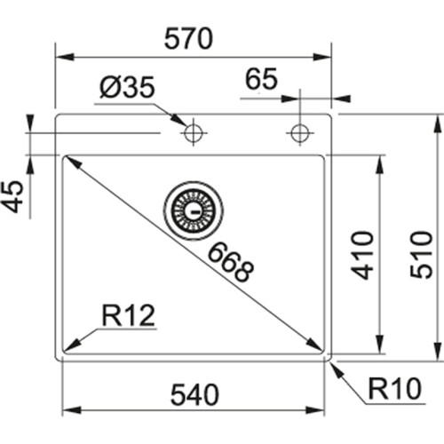 Zlewozmywak FRANKE BOX BXX 210-54 TL 57x51cm, stal szlachetna jedwab 127.0369.295