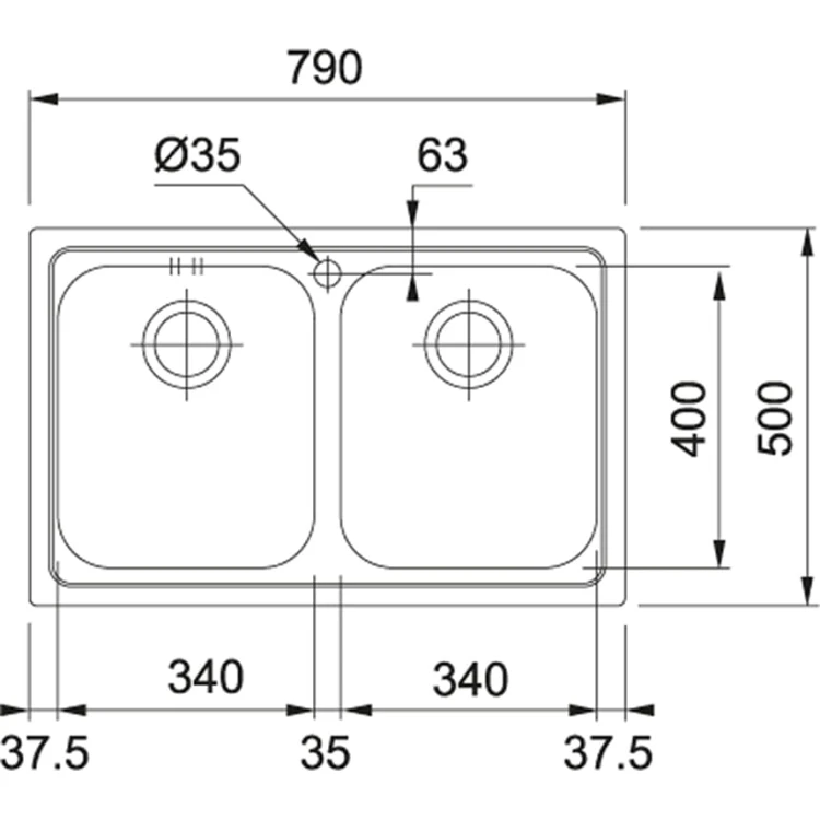 Zlewozmywak FRANKE LOGICA LINE LLL 620 79x50cm, stal szlachetna len 101.0153.295