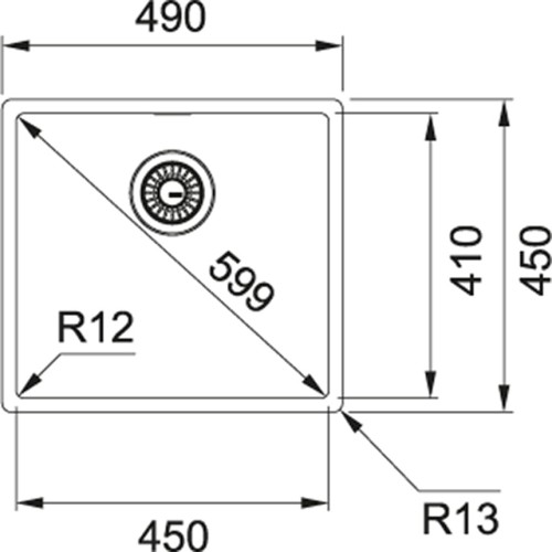 Zlewozmywak FRANKE BOX BXX 210/110-45 49x45cm, stal szlachetna jedwab 127.0453.655