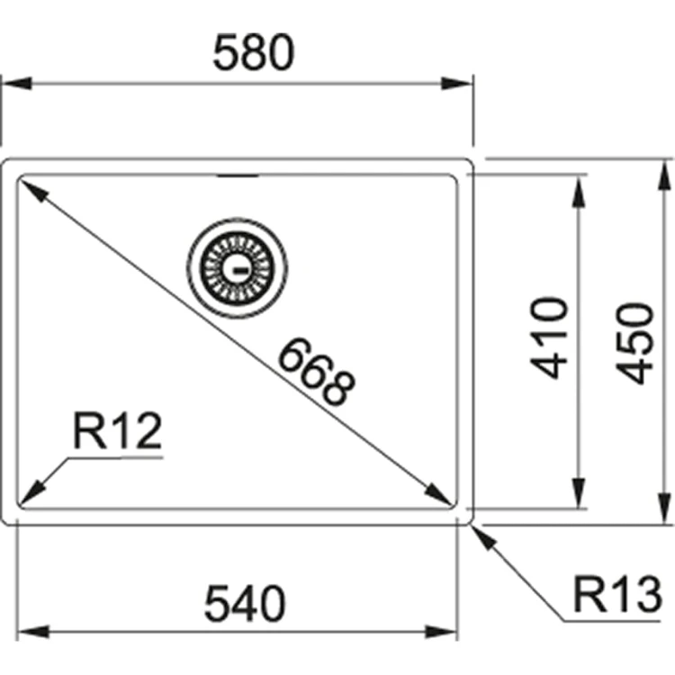 Zlewozmywak FRANKE BOX BXX 210/110-54 58x45cm, stal szlachetna jedwab 127.0453.660