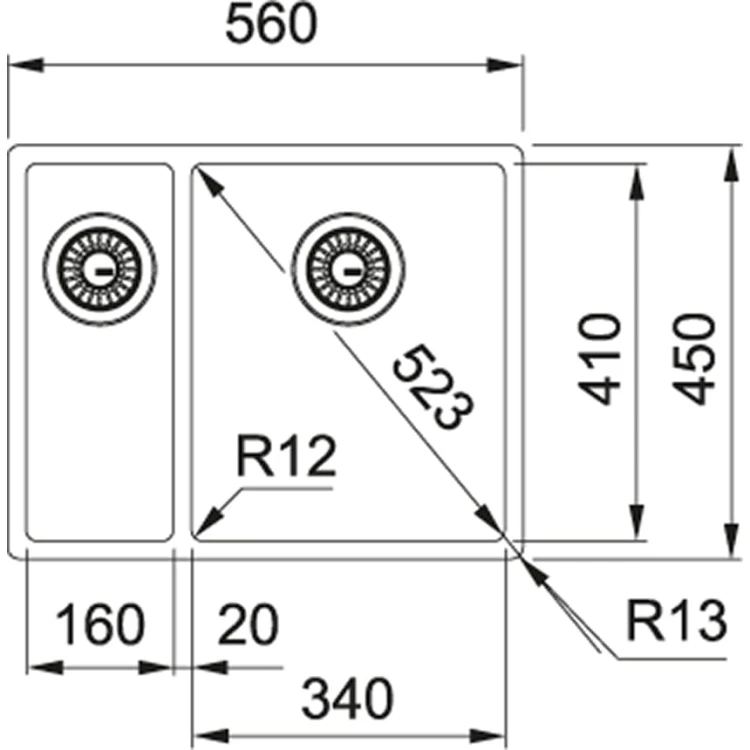Zlewozmywak FRANKE BOX BXX 260/160-34-16 56x45cm, stal szlachetna jedwab 127.0369.916