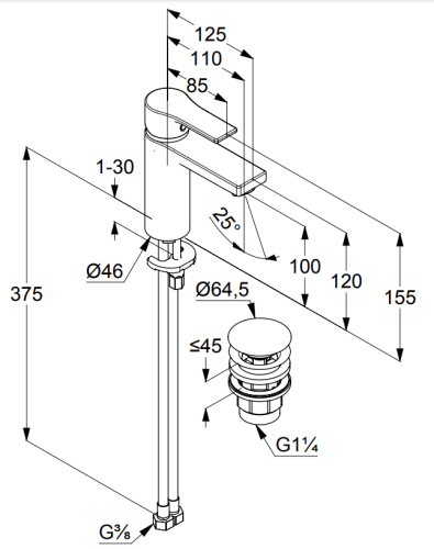 Bateria umywalkowa KLUDI ZENTA SL z korkiem push-open, chrom 482980565