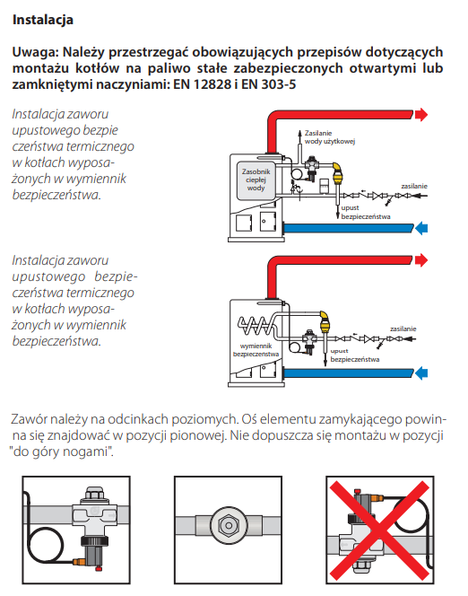 Zawór upustowy bezpieczeństwa termicznego CALEFFI 3/4" do kotłów na paliwa stałe 543513