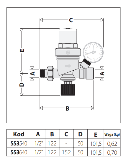 Automatyczny zawór do napełniania instalacji CALEFFI 1/2" 553540