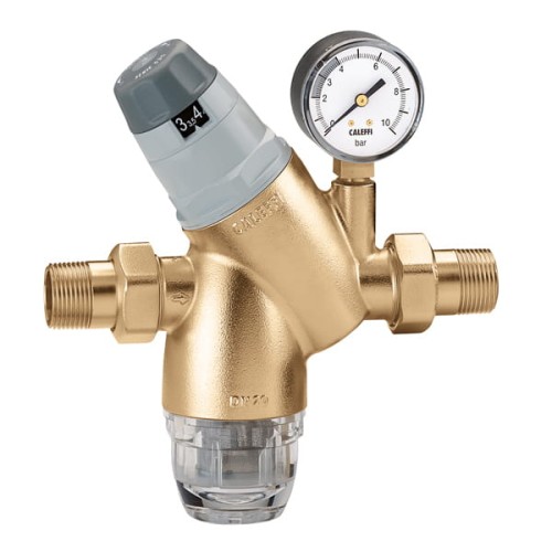 Reduktor ciśnienia CALEFFI 1", 0-10 bar, z manometrem 535161