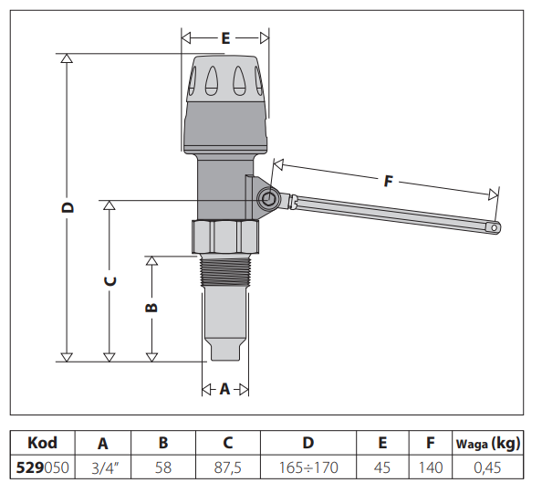 Regulator ciągu kominowego CALEFFI 3/4" 529050