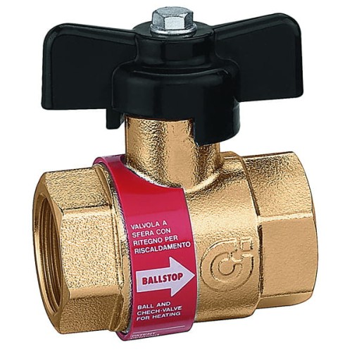 Zawór kulowy CALEFFI BALLSTOP 1/2", z wbudowanym zaworem zwrotnym 327400