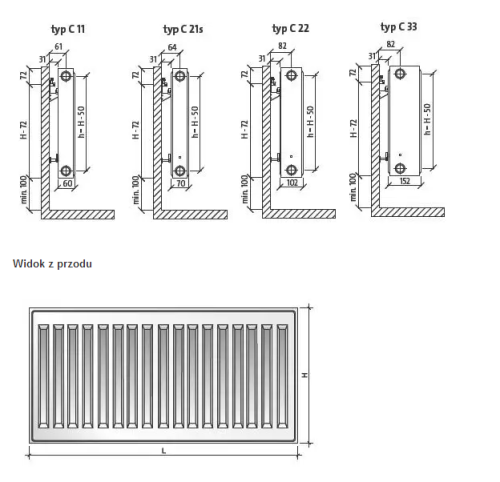 Grzejnik płytowy PURMO Compact C 33 550x600, moc 1318W F06330550601