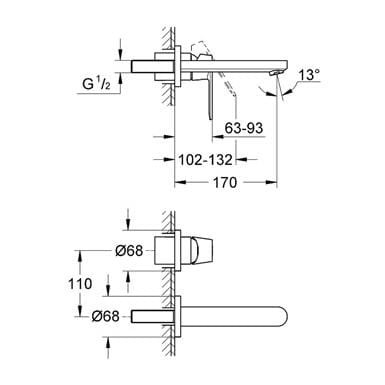 Bateria umywalkowa GROHE EUROSMART COSMOPOLITAN podtynkowa, chrom 19381000