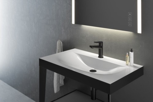 Bateria umywalkowa F-DESIGN SEPPIA z korkiem click-clack, czarna FD1-SPA-2-22
