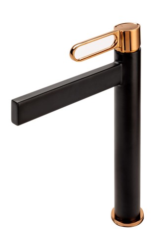 Bateria umywalkowa F-DESIGN ZAFIRRO z korkiem click-clack, różowe złoto/czarny FD1-ZFR-2L-25