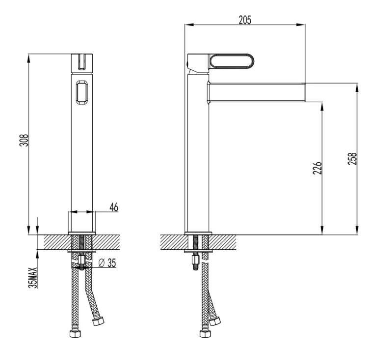 Bateria umywalkowa F-DESIGN ZAFIRRO z korkiem click-clack, różowe złoto/czarny FD1-ZFR-2L-25