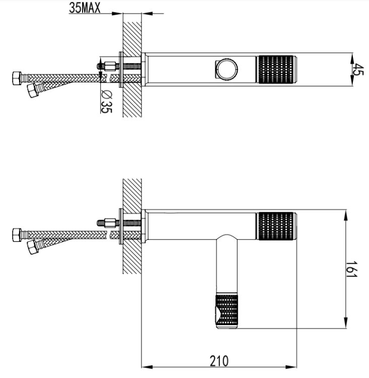 Bateria umywalkowa F-DESIGN ARDESIA z korkiem click-clack, różowe złoto/czarny FD1-ARD-2-25