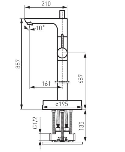 Bateria wannowa F-DESIGN FLUSSO wolnostojąca, 4-otworowa, chrom FD1-FLS-11F-11